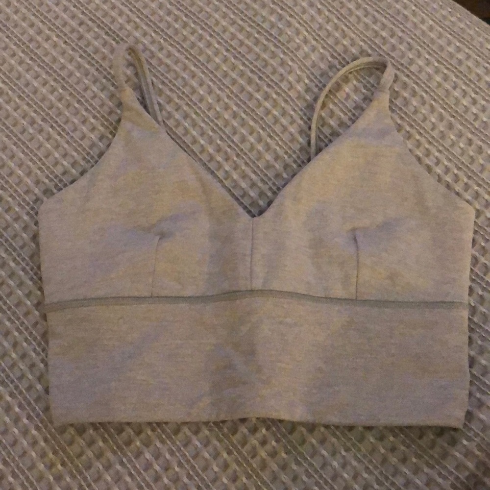Lululemon grey long line sports bra.